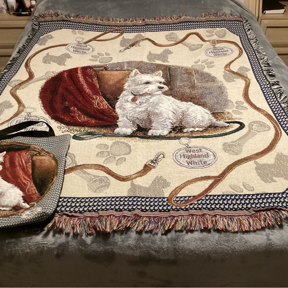 West Highland White Terrier Tapestry Throw  Shopping Bag and Westie Book